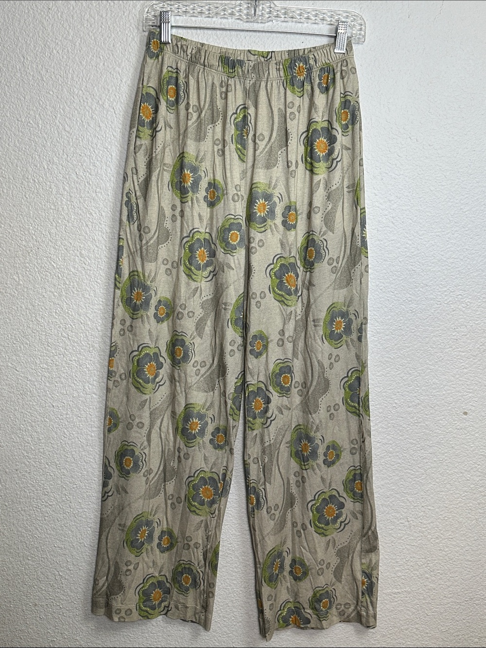 Gudrun Sjoden Floral Print Pants Stretchy Pull On Boho Artsy Womens